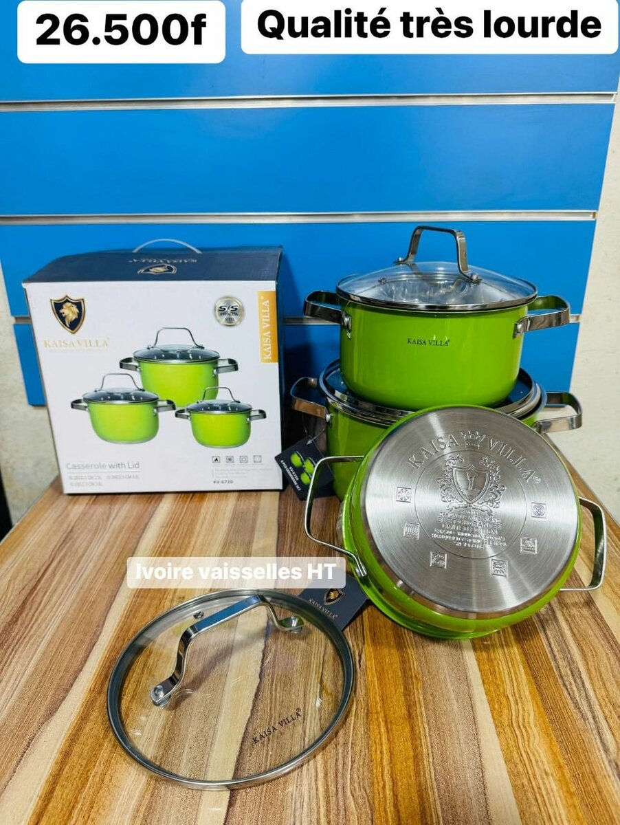 Set 3 Marmites Inox Vertes