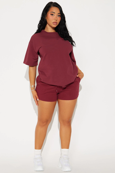 Ensemble décontracté femme bordeaux