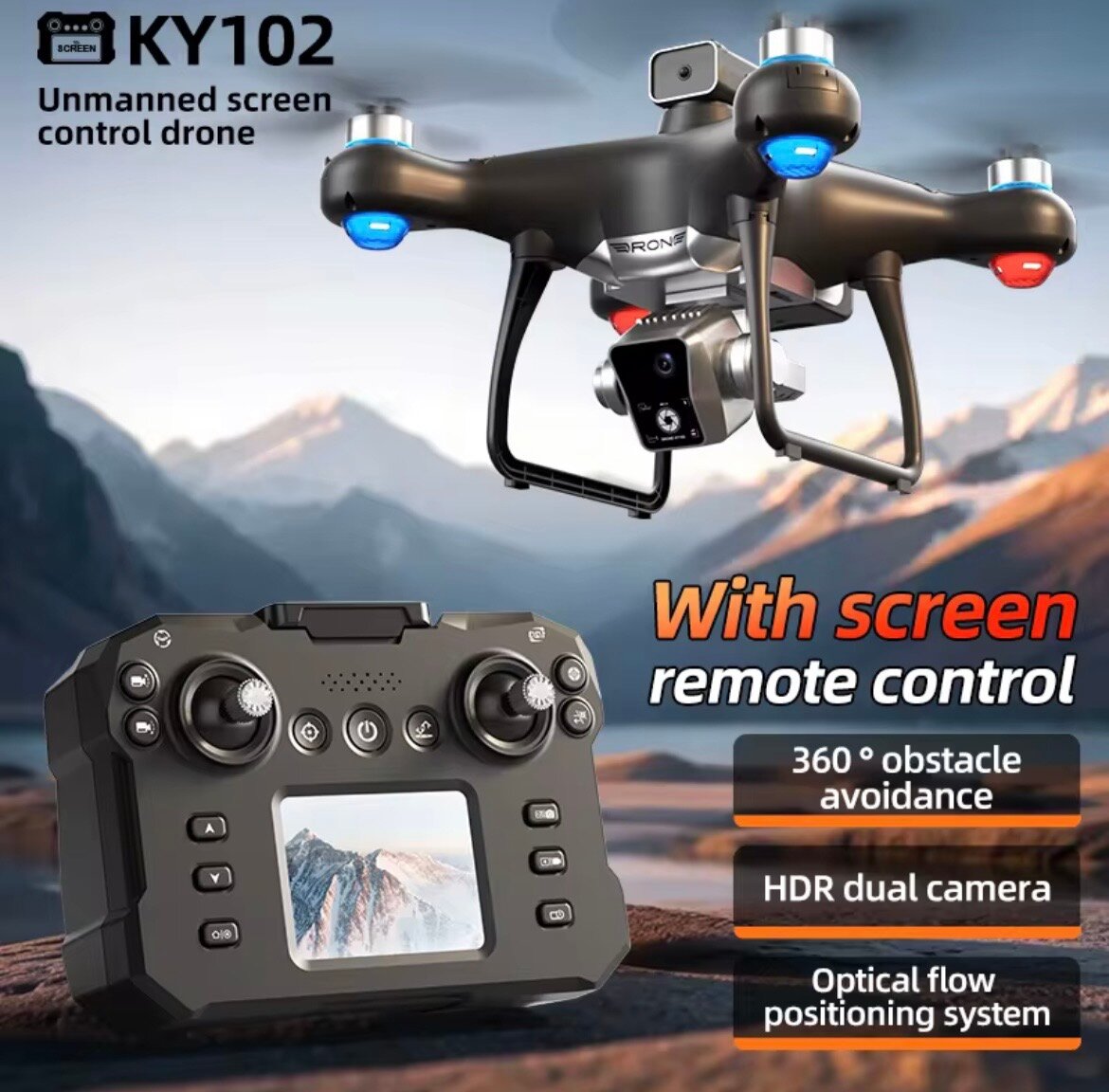 Drone KY102 avec Télécommande Écran