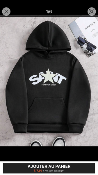 Sweat à Capuche Noir Unisexe