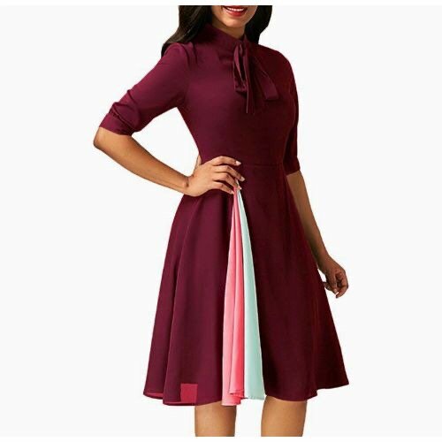 Fashion Ladies Dress Women Casual Half Sleeve Grown Evening