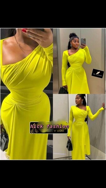 Robe Jaune Asymétrique Élégante