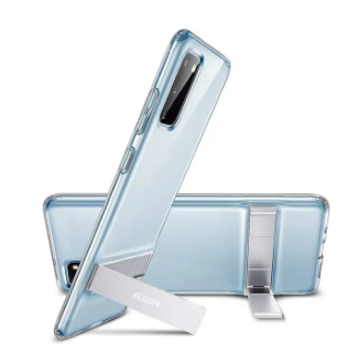 Metal Kickstand Case, For Samsung Galaxy S20, 6.2 Inch, Vertical and Horizontal Stand, Reinforced Drop Protection, Flexible TPU Case, Clear