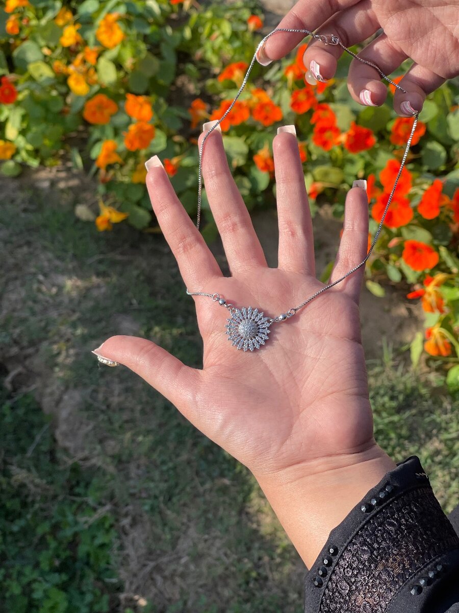 Sunflower Silver Pendant