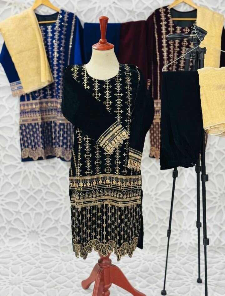 Fancy velvet stitch 3 piece