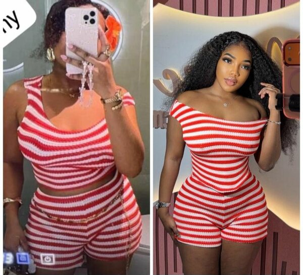 Ensemble rayé rouge été