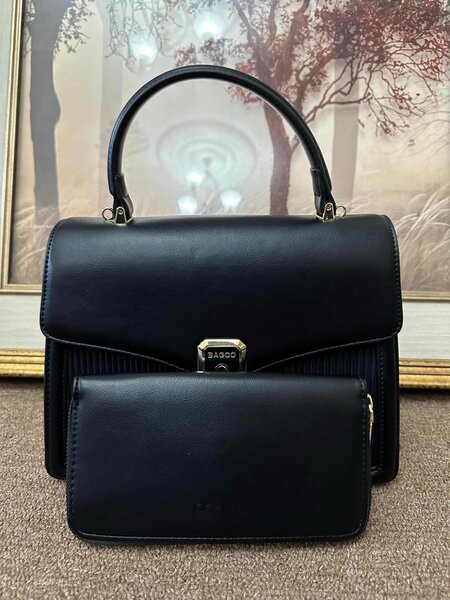 black bag with wallet