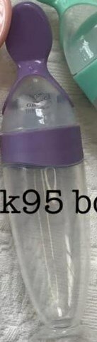 Silicone bottle with spoon lilac