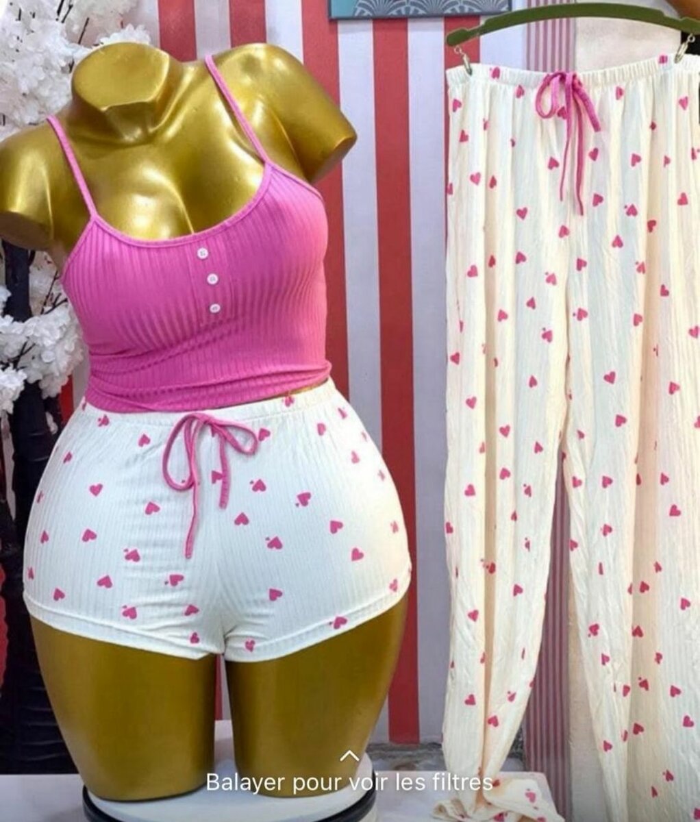 Pyjama femmes doux motif cœur