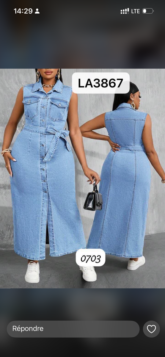 Robe longue en jean sans manches