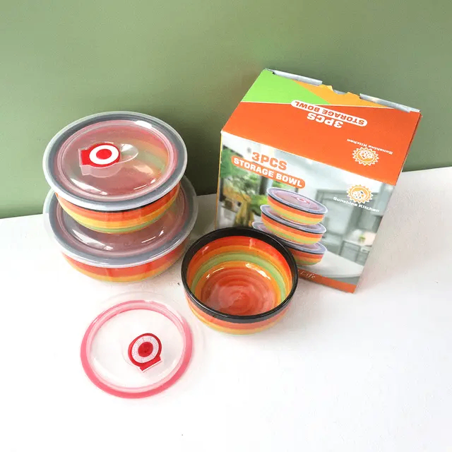 3pcs SET CERAMIC BOWLS WITH LID