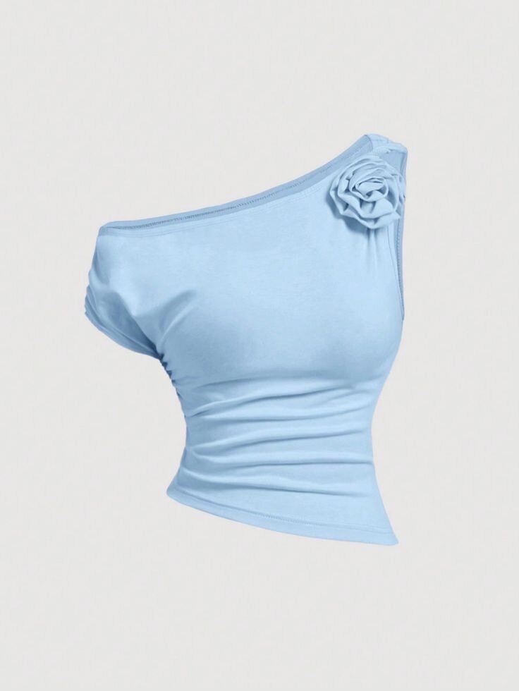 Top asymétrique bleu femme