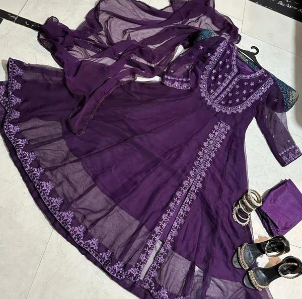 *MIRROR EMBROIDERY CHIFFON MAXI