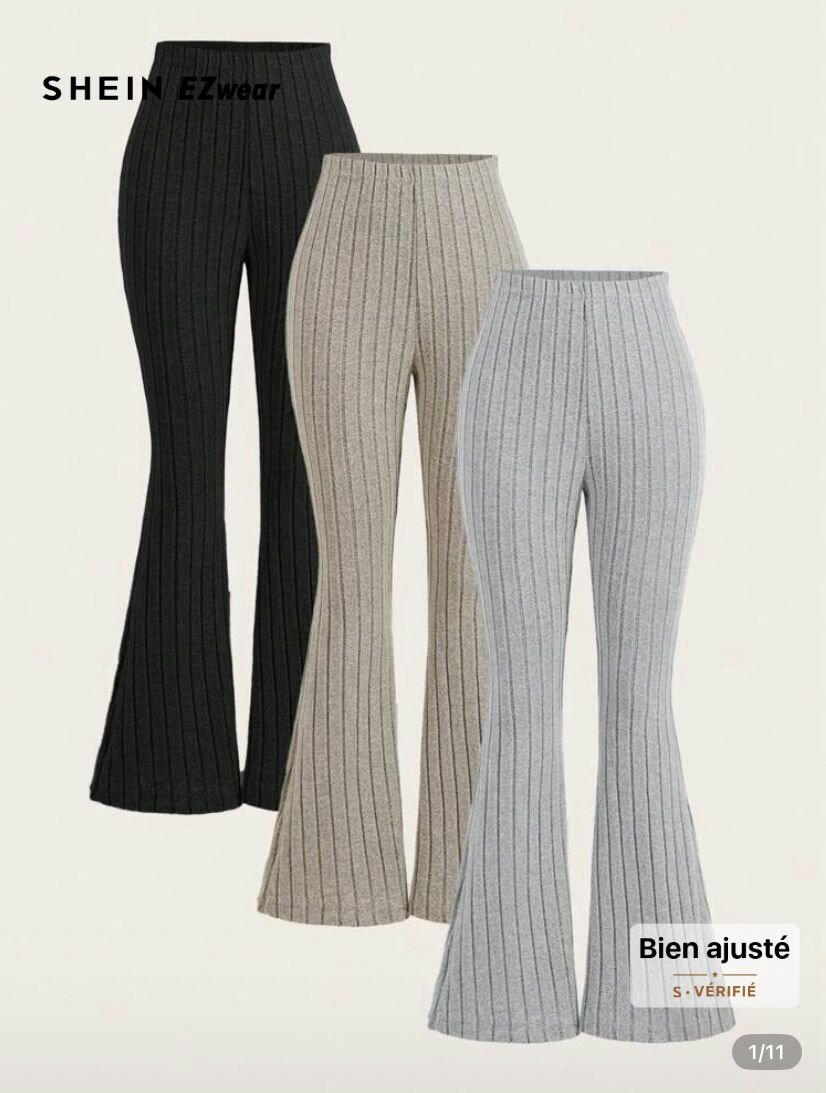 Pantalons évasés côtelés femme