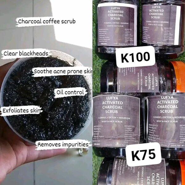 Activated charcoal scrub