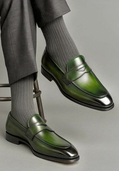 Mocassins élégants en cuir vert