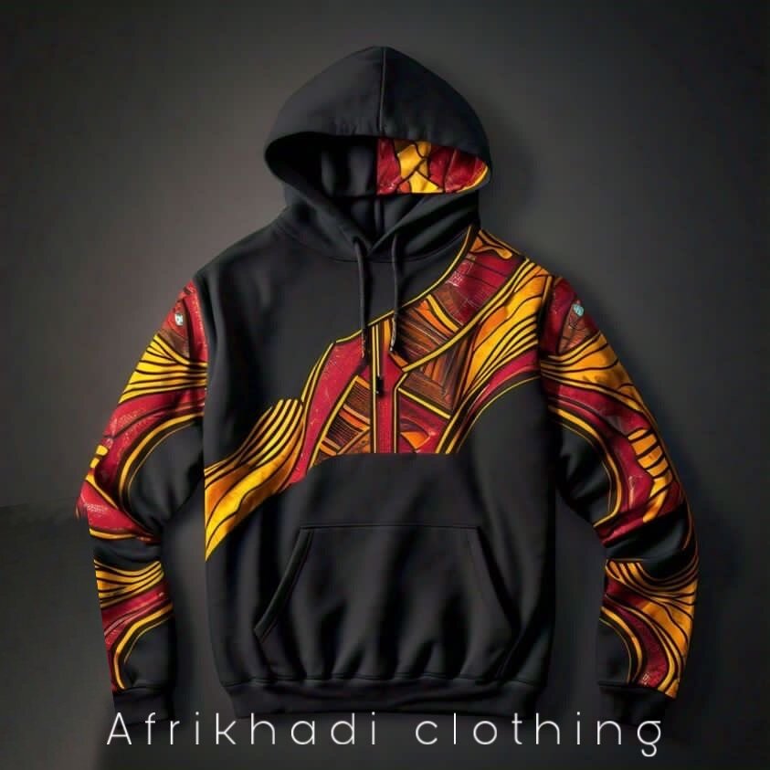 Hoodie with a touch of African print fabric.
