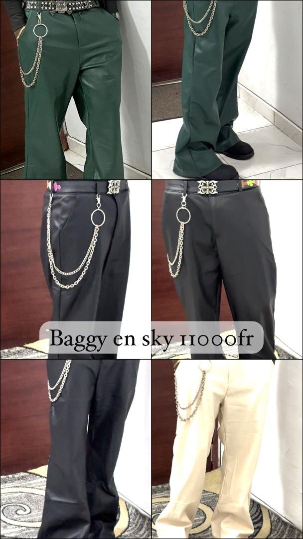 Pantalons baggy en simili cuir