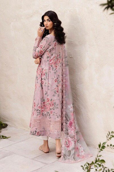 Lawn & chiffon duppta unstitch 3 pc ,dc free