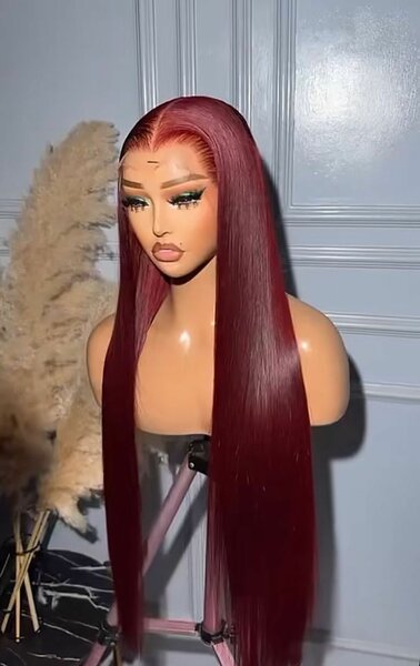 Perruque droite rouge élégant