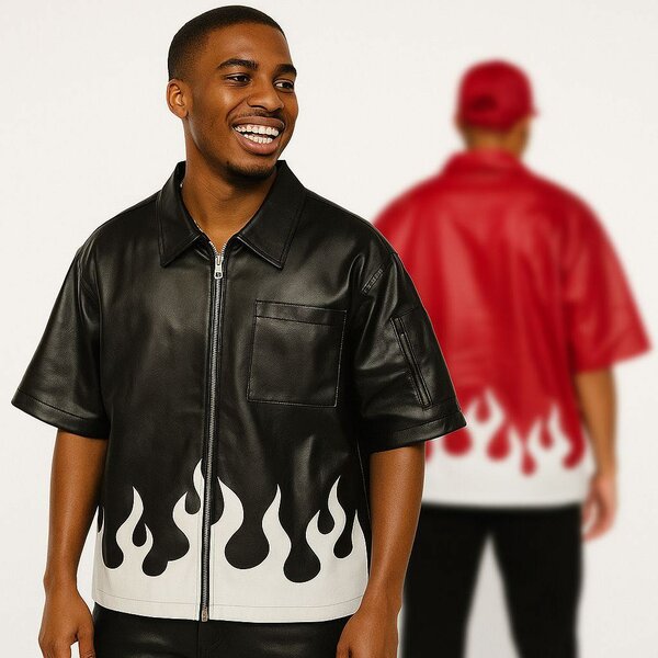 Chemise unisexe motif flamme