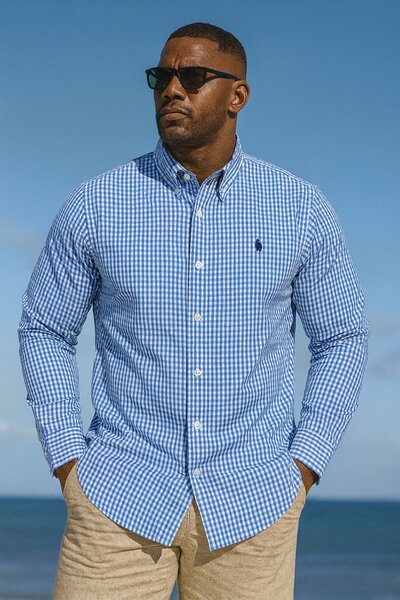 Chemise homme à carreaux bleus