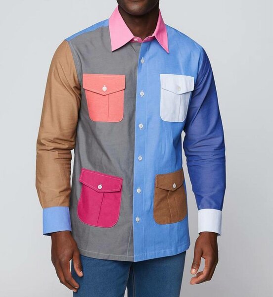 Chemise Homme Patchwork Élégante