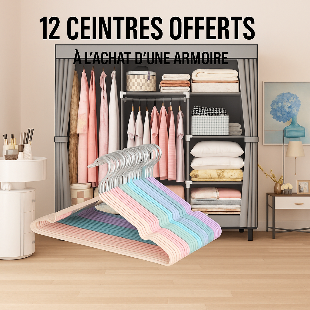 Armoire Penderie Modulable avec Rideaux