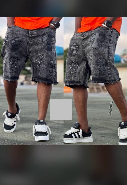 Short en denim brodé élégant