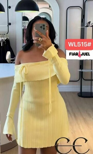 Robe Jaune Épaules Dénudées