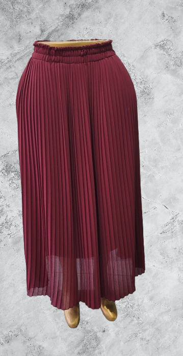 Jupe longue plissée bordeaux