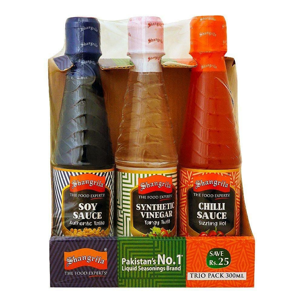 Shangrila trio pack soy sauce chilli sauce vinegar