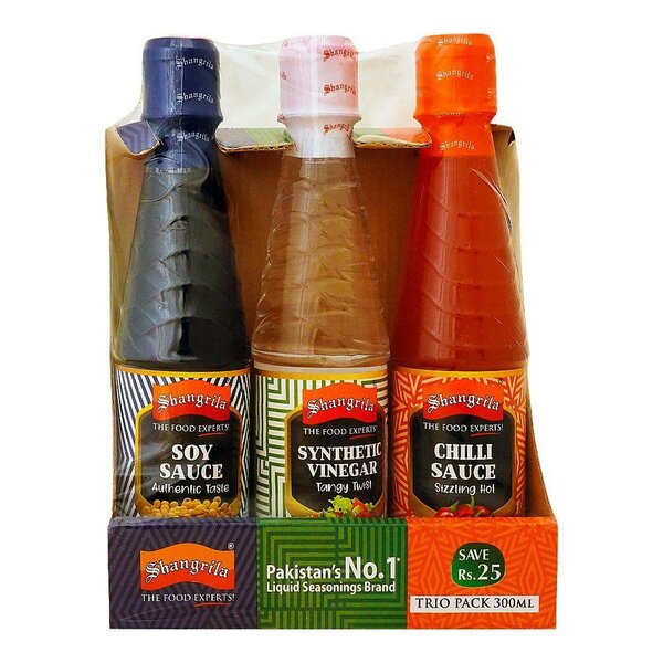 Shangrila trio pack soy sauce chilli sauce vinegar