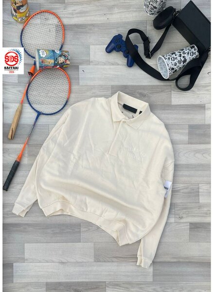 Sweat-shirt polo blanc homme