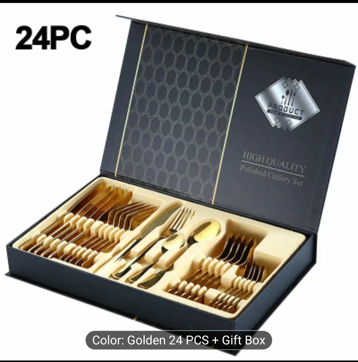 Coffret Couverts Dorés 24 Pièces