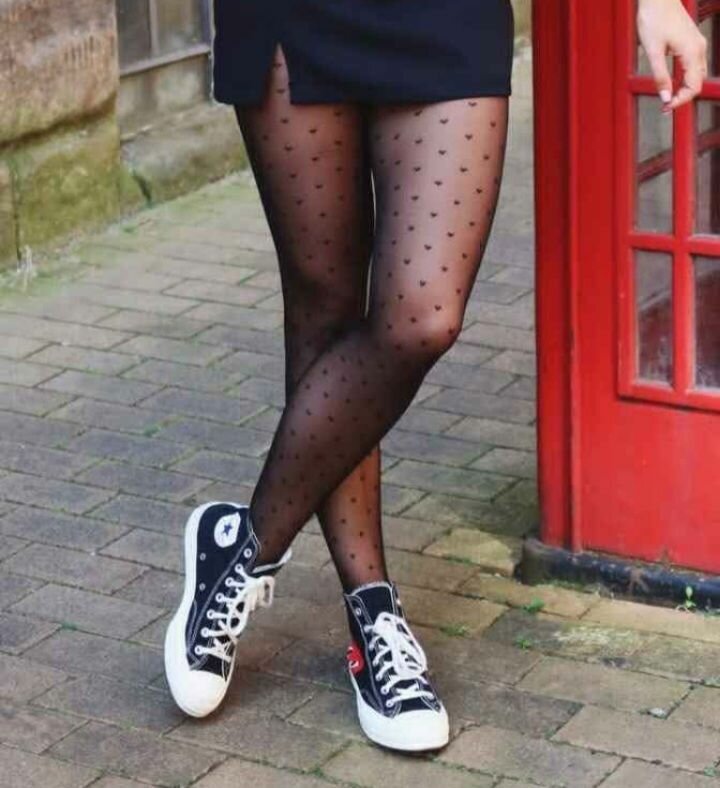 Collants à motifs coeurs