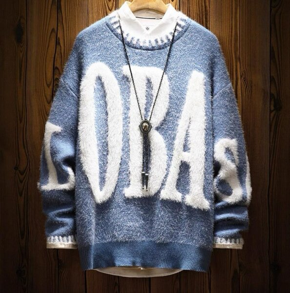 Pull en laine bleu pour homme