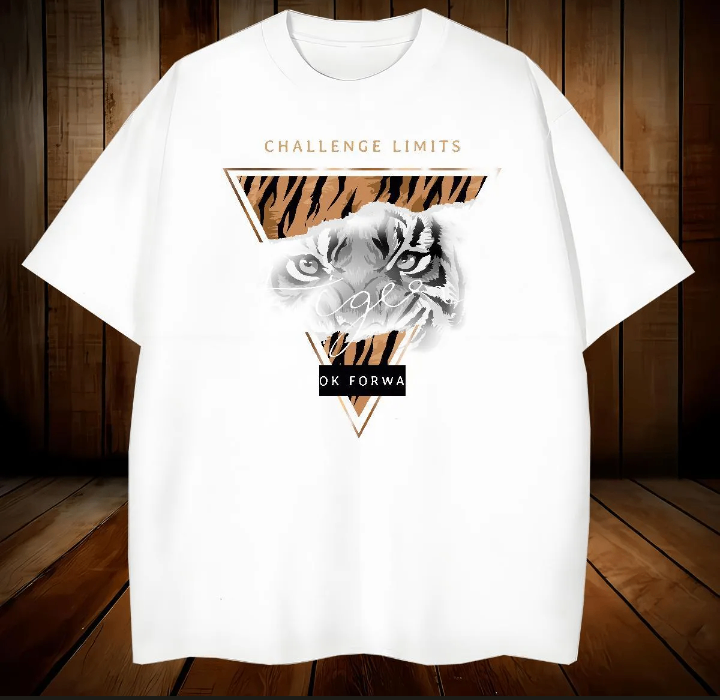 Comfortable T shirt tiger Crew Neck Breathable