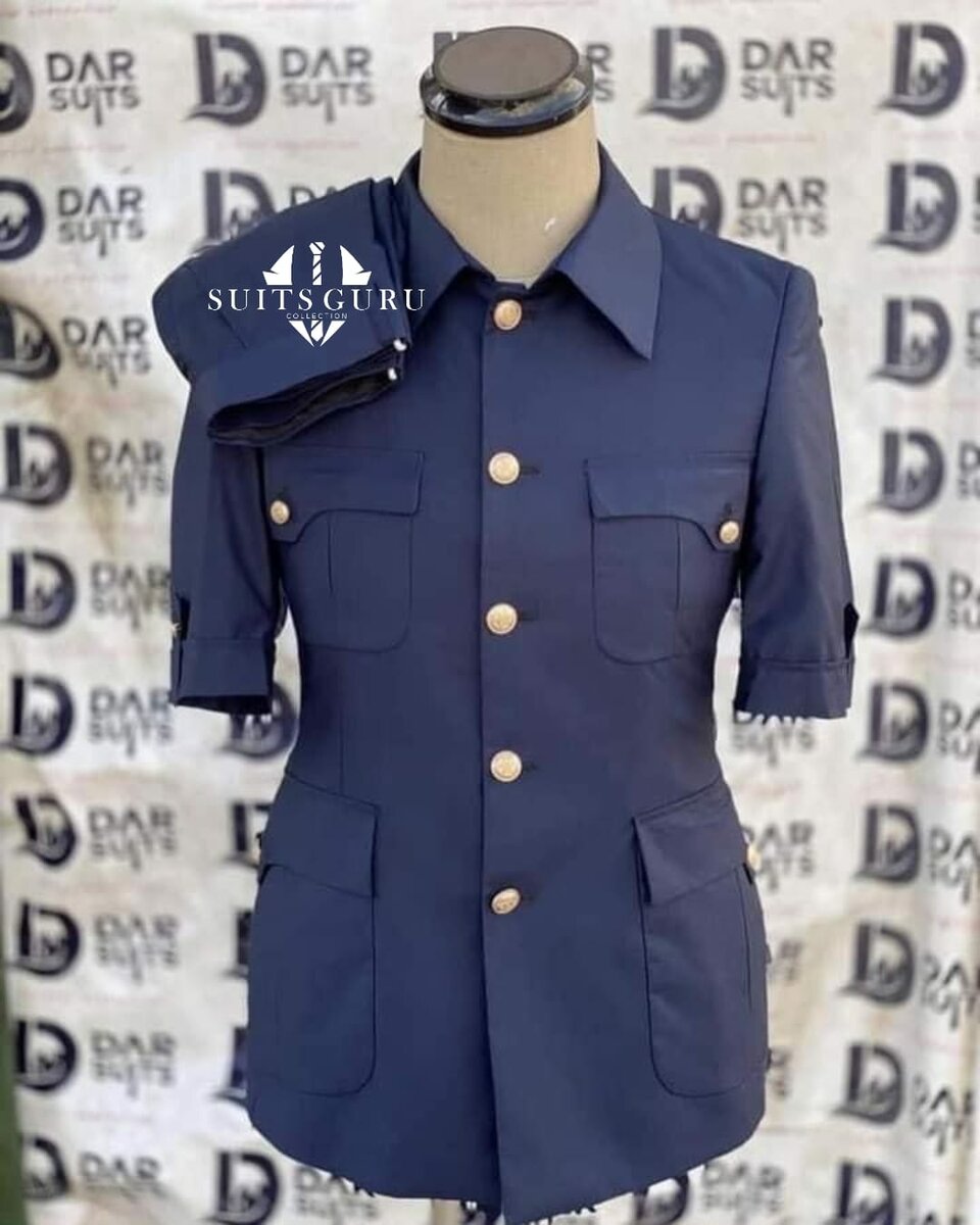 Men's Formal Short Sleeve Shirt blue