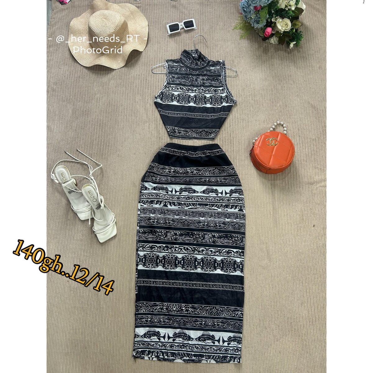 2 piece top and skirt