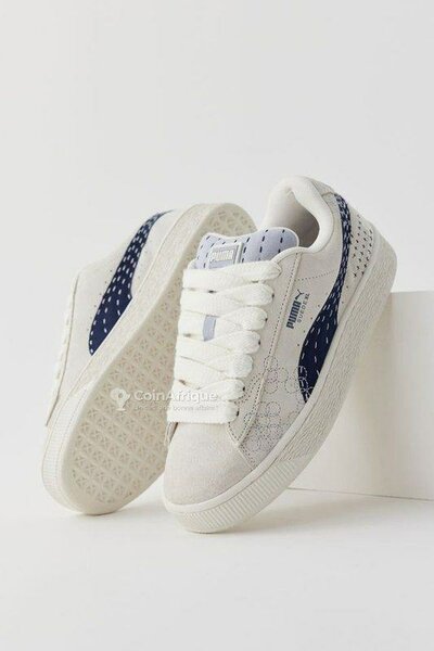 Baskets tendance en daim blanc