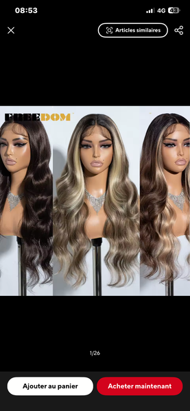 Perruque longue ondulée femme