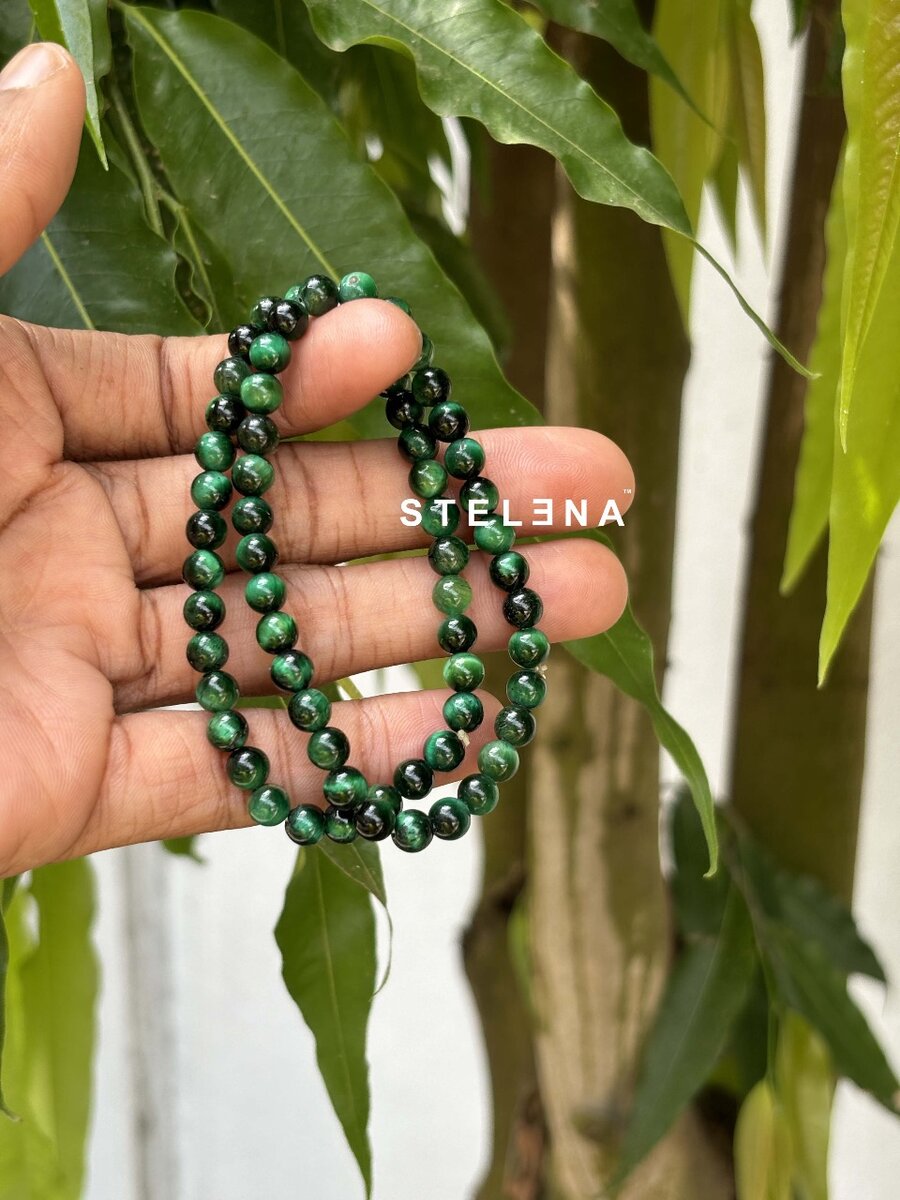 Bracelet œil de tigre vert