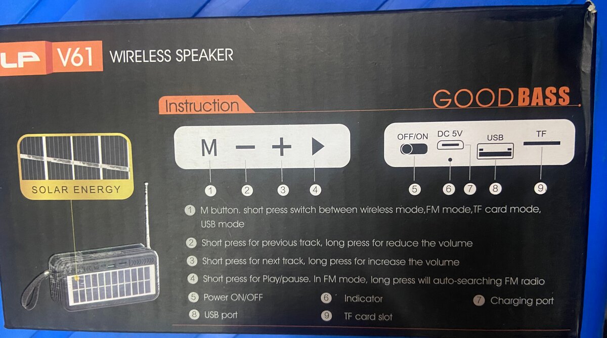 Enceinte Sans Fil Solaire V61