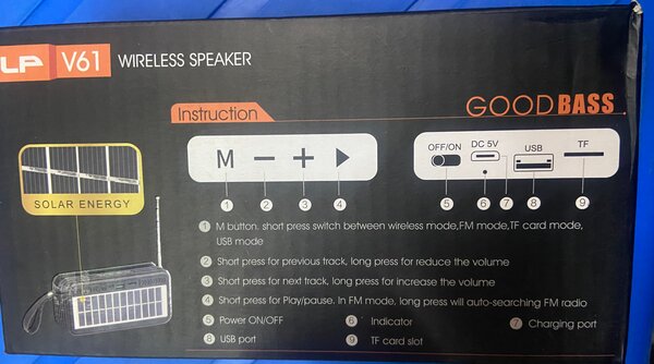 Enceinte Sans Fil Solaire V61