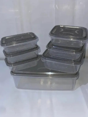 7 piece Bowl Set Best Quality Transparent Square Shaped Plastic Mini Box With Lid with different sizes and shapes for (7 in 1)