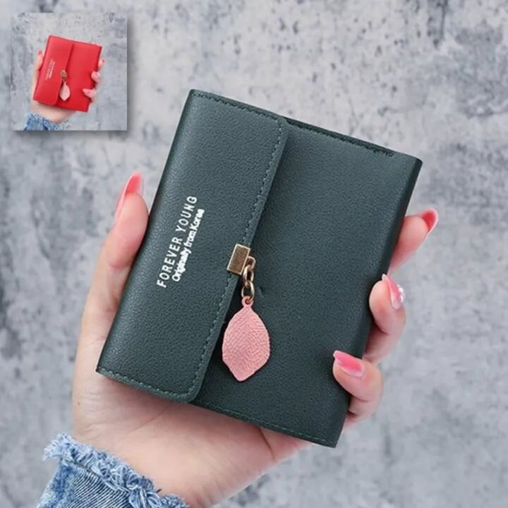 Forever Memory Leaf Charm Mini Wallet for Women and Girls