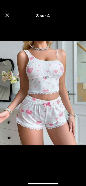 Ensemble Pyjama Résille Cœur