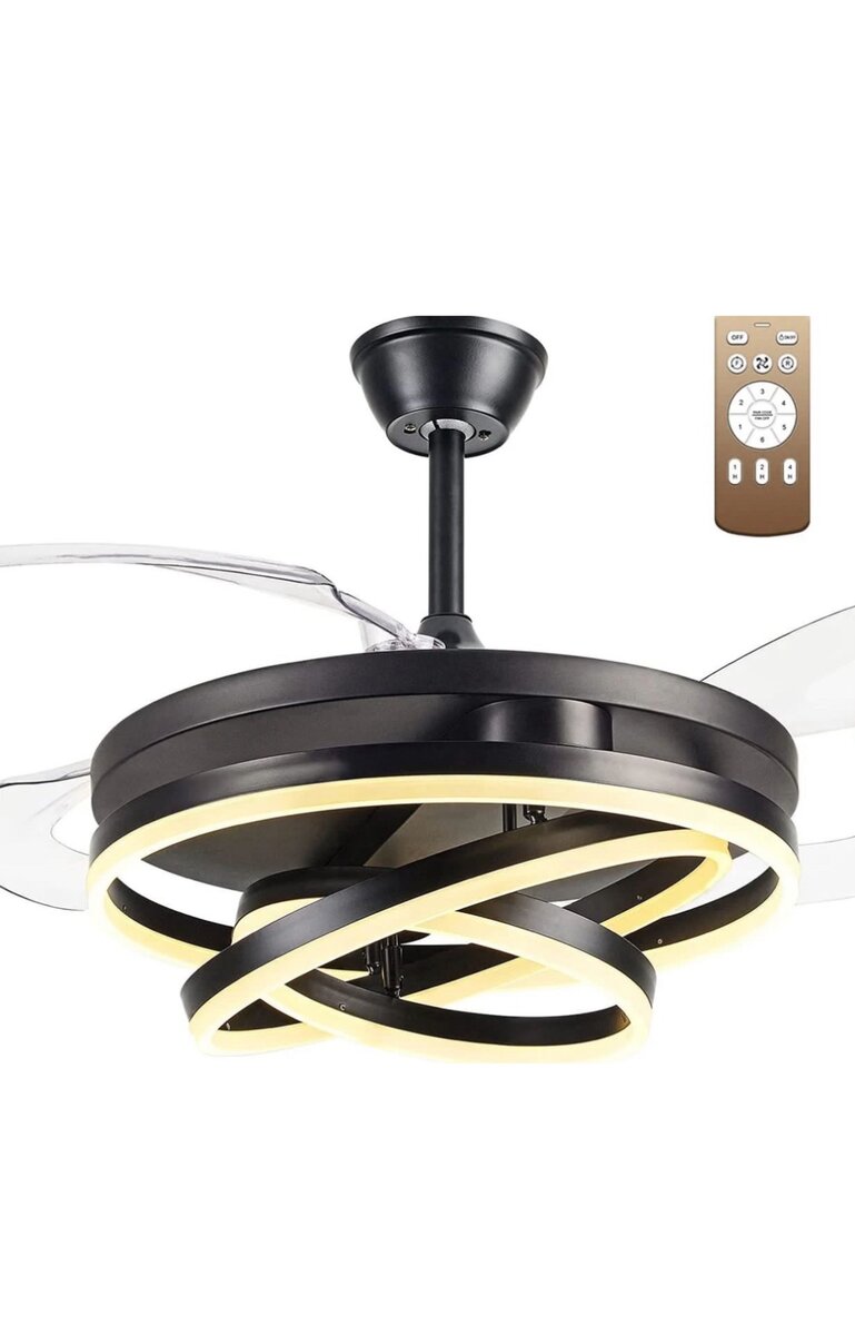 INVISIBLE FOLDABLE CEILING FAN WITH LED LIGHT AND REMOTE CON