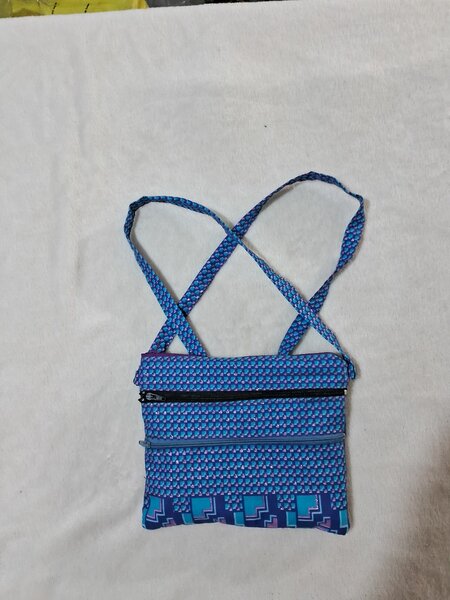Triple zip chitenge sling bag
